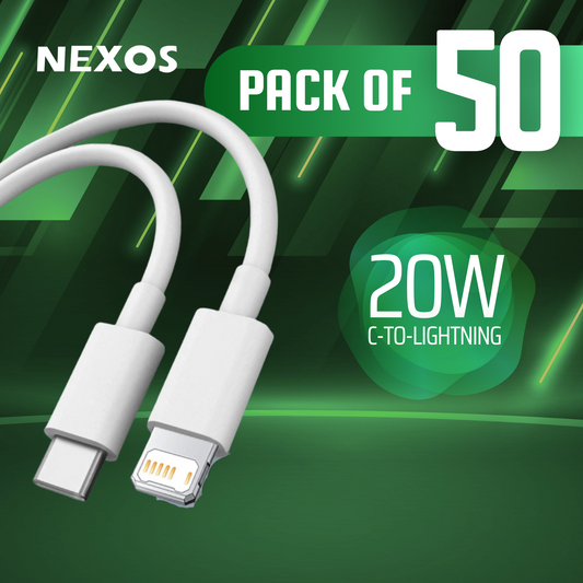 Pack Of 50 NEXOS C-type to Lightening 2.5 A | 6 Months Warranty |  | 1 M | Made in Pakistan