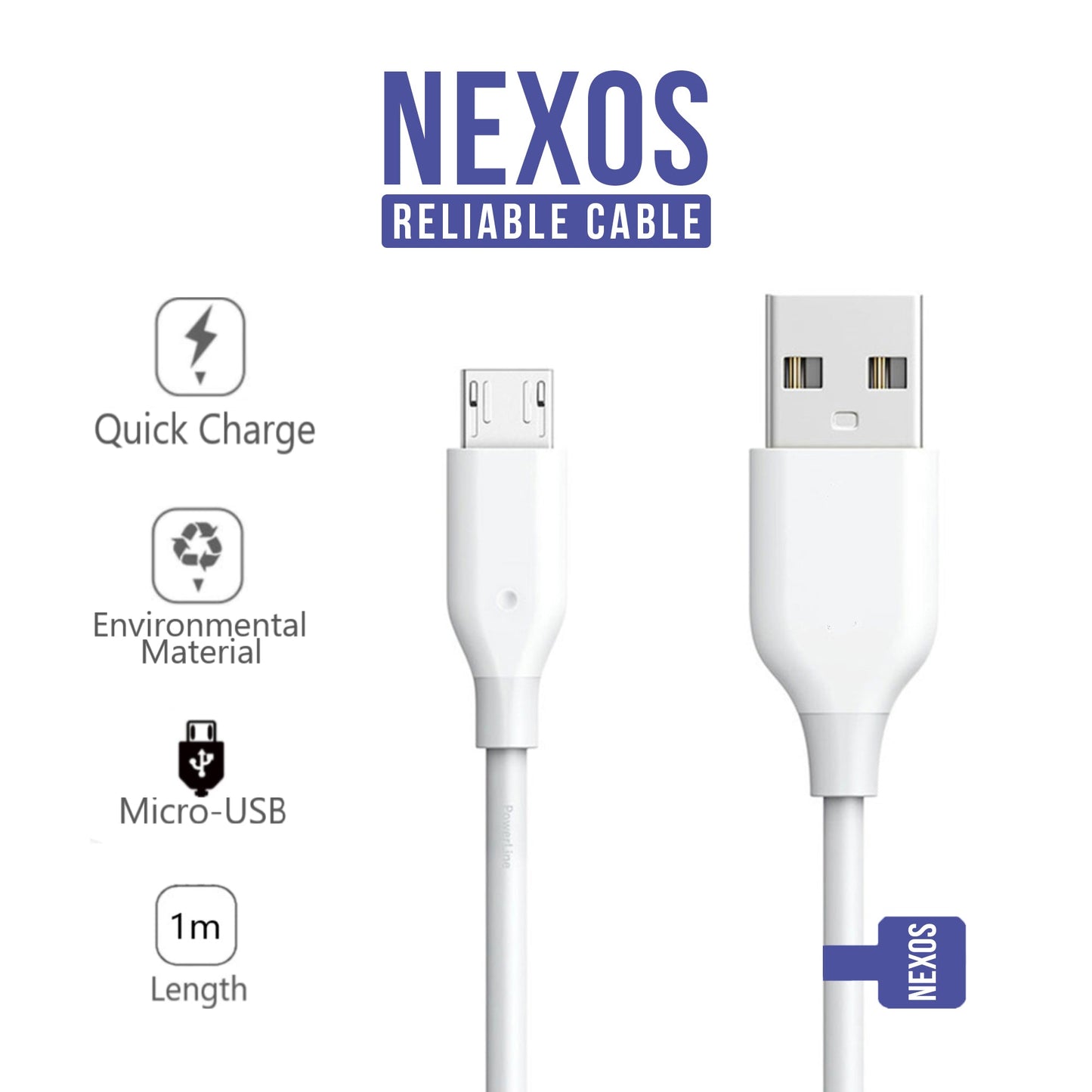 Pack of 50 NEXOS Micro-USB 2.5 A Fast charging, QC 3.0 | 1M | 6 months warranty.