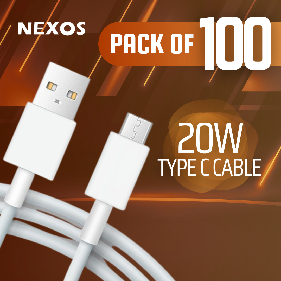 Pack of 100 NEXOS C-type, 3.0A, fast charging, QC 3.0 | 1 M | 6 months warranty | Made in Pakistan