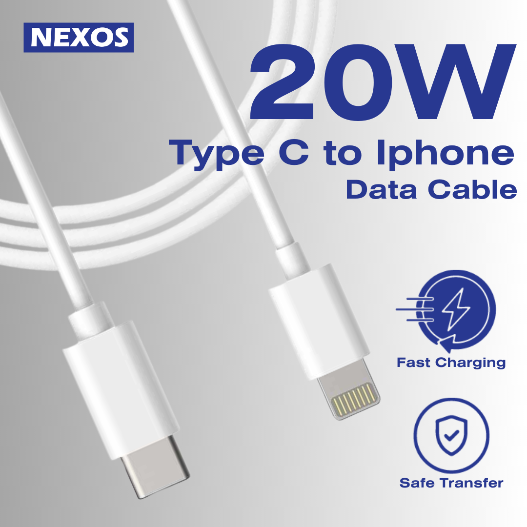 NEXOS iPhone cable, Lightning Fast Charging | 6 Months Warranty | 1 M, 2M, 3M.