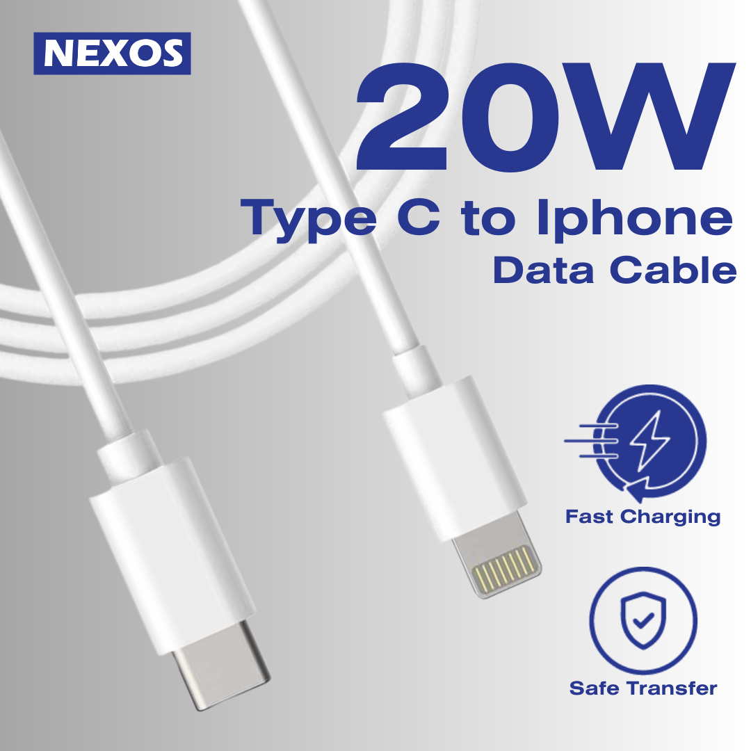 NEXOS iPhone cable, Lightning Fast Charging | 6 Months Warranty  | 1 M, 2M, 3M.