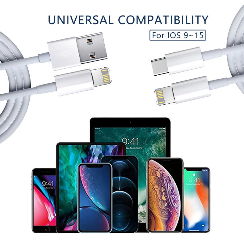 NEXOS iPhone cable, Lightning Fast Charging | 6 Months Warranty | 1 M, 2M, 3M.