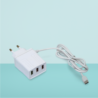 NEXOS Mobile charger Triple USB with Micro-Usb cable | 2.4A charging | 6 months warranty