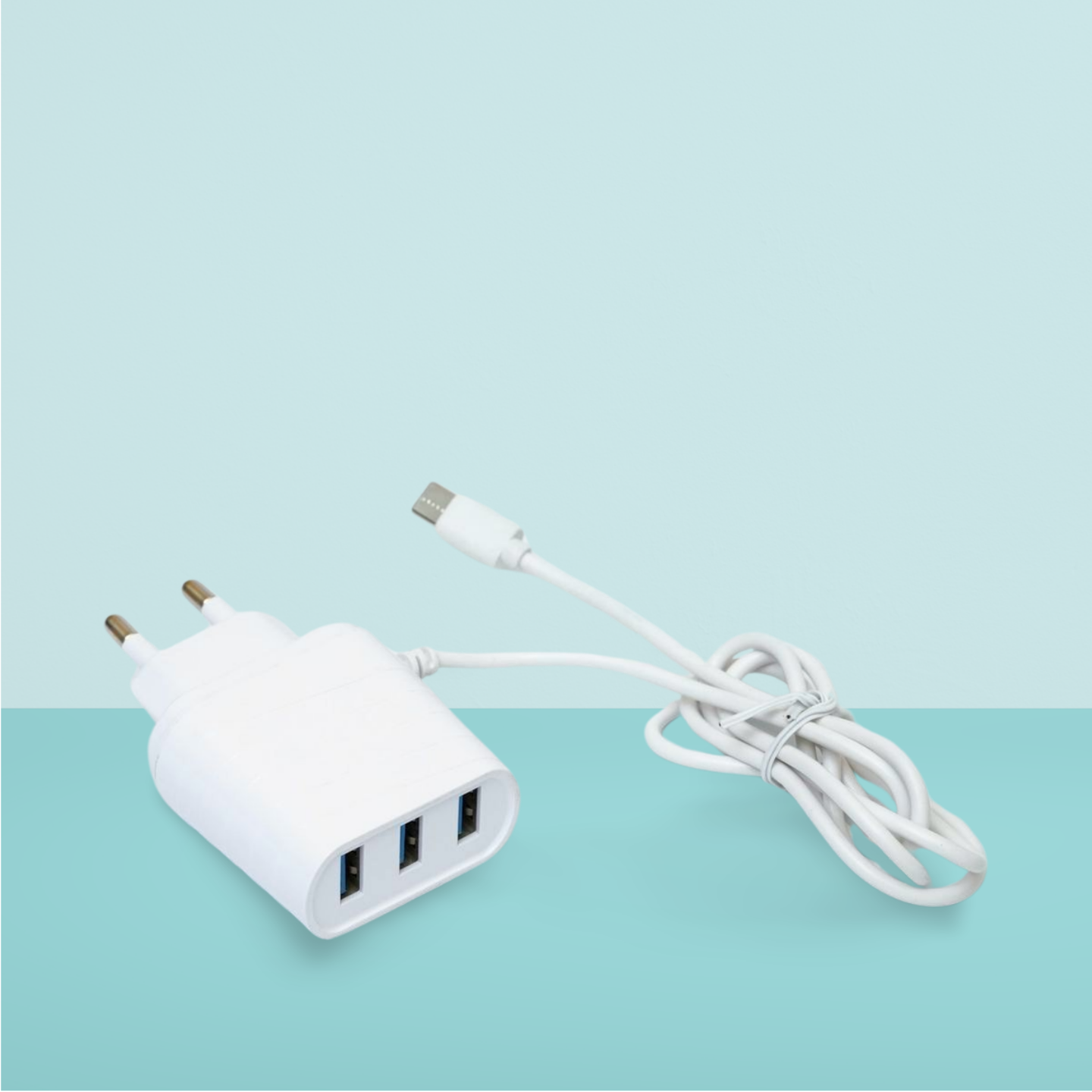 NEXOS Mobile charger Triple USB with Micro-Usb cable | 2.4A charging | 6 months warranty