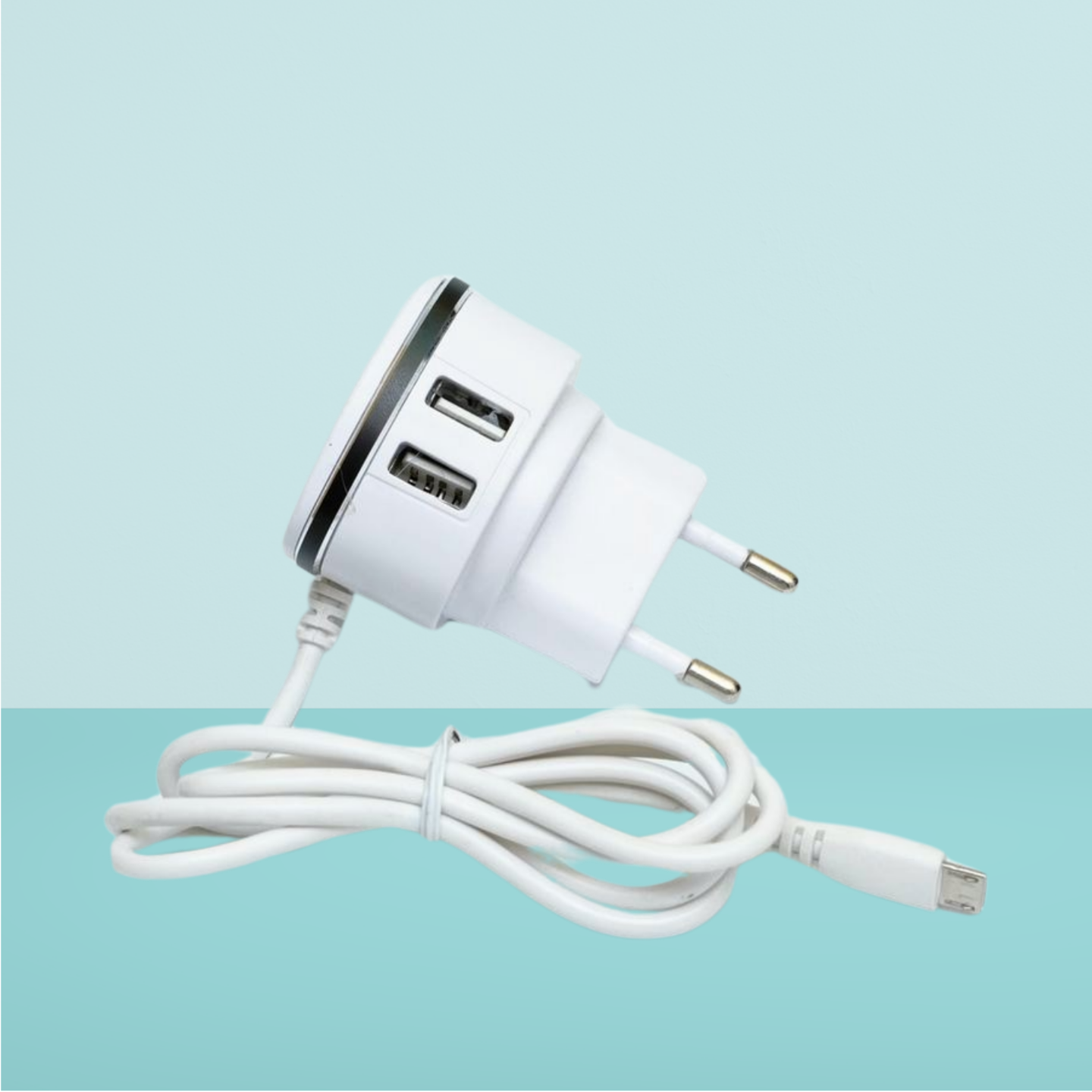 NEXOS Mobile charger Double USB with Micro-Usb cable | 2.4A charging | 6 months warranty