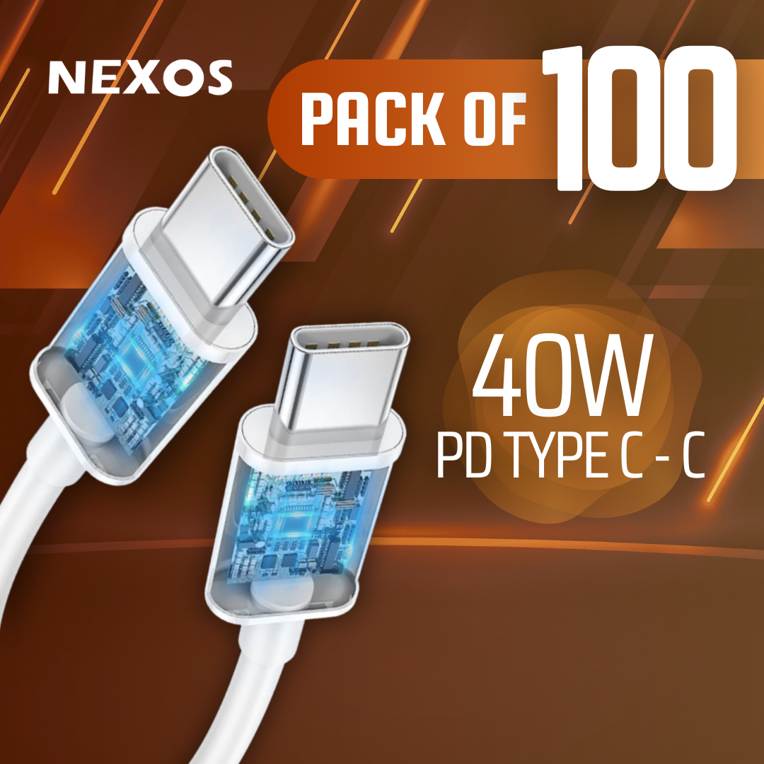 Pack of 100 NEXOS C Type to C Type| 6 Months Warranty | 1 M | Made in Pakistan
